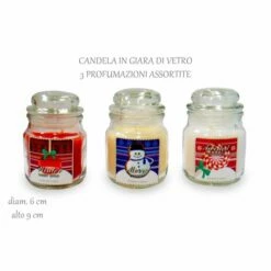 SinSin - Candela In Barattolo Vetro Con SOggetto Natalizio 6x9 Cm MODELLI ASSORTITI
