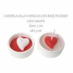 Mercury - Candela A Cuore Con Base In Gesso 7 Cm