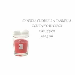 Mercury - Candela Rossa Alla Cannella Con Tappo Cuori In Gesso 7,5 Cm