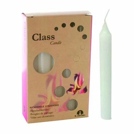 CANDELE CERA STEARICHE BIANCO ASTUCCIO 10PZ MM.15X150H -Sconto Regalo Di Profumo in Italia 273653