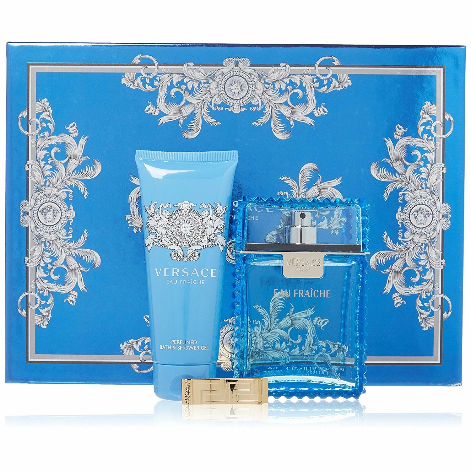 Versace Man Eau Fraiche Confezione Regalo 100ml EDT + 100ml Bagnoschiuma & Gel Doccia + Clip Soldi 3 Versace Man Eau Fraiche Confezione Regalo 100ml EDT + 100ml Bagnoschiuma & Gel Doccia + Clip Soldi