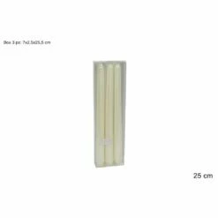 Art Home Box 3 Candele Lisce Bianche 25 Cm