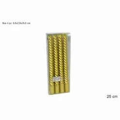 Art Home Box 4 Candele Torciglione Oro Cm 25
