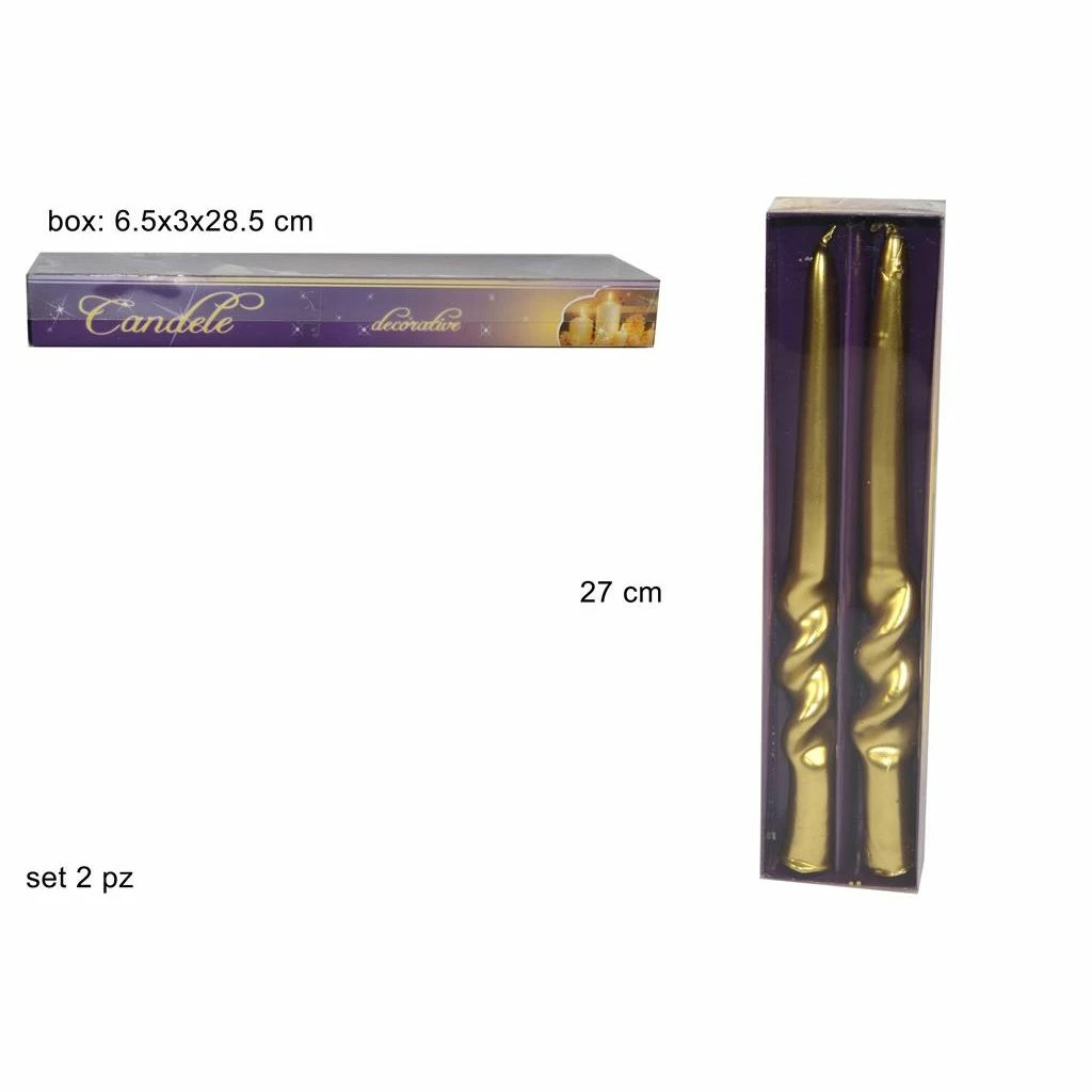 Art Home Box 2 Candele Torciglione Gold Cm 27 3 Art Home Box 2 Candele Torciglione Gold Cm 27