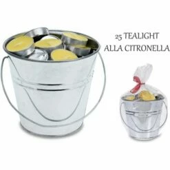 Secchiello Con 25 Candeline Tealight Alla Citronella